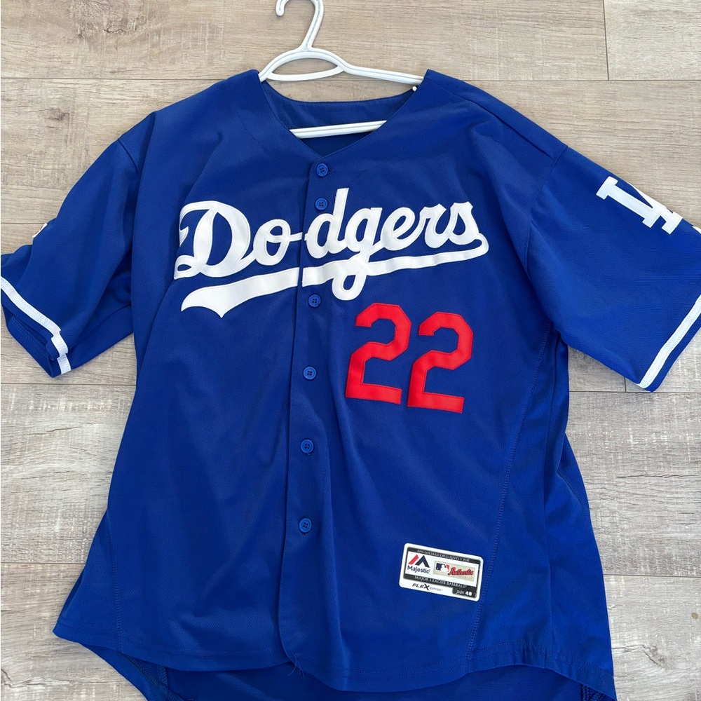 Majestic Blue Dodgers Jersey with Red Number